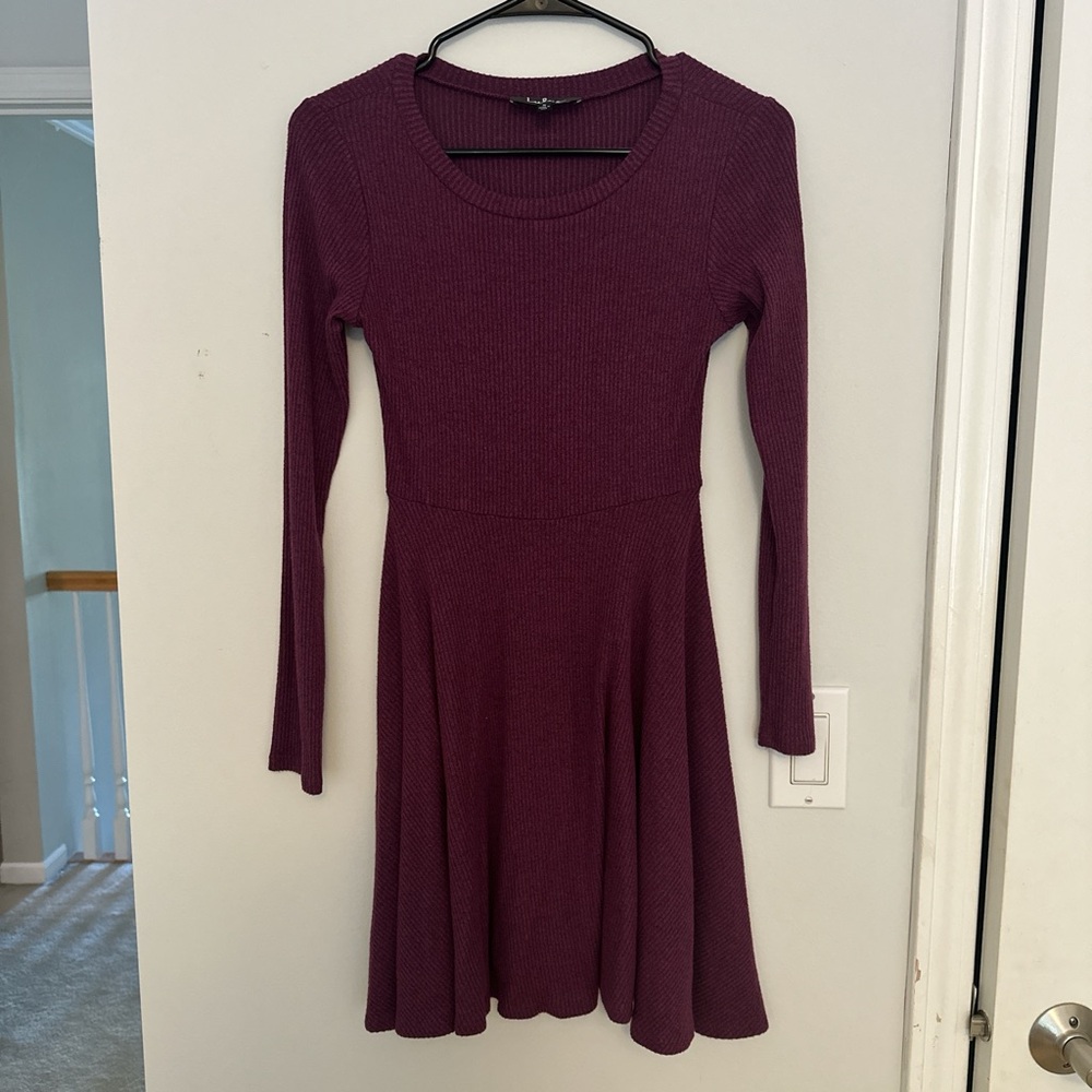 Lulu's Red Fit and Flare Long Sleeve Dress